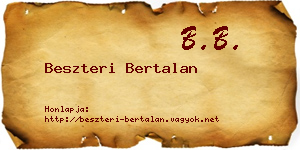Beszteri Bertalan névjegykártya